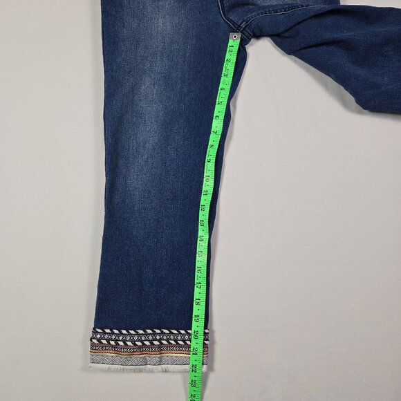 Christopher & Banks Boho‎ Trim Cropped Jeans Sz 8 Festival Raw Hem Denim - Picture 10 of 12